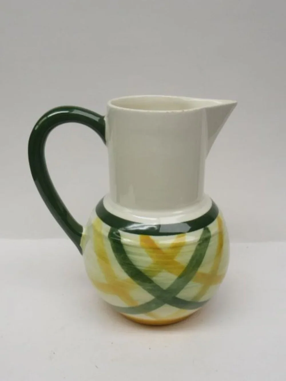 Metlox Vernonware GINGHAM 6 5/8 Inch High Bulbous Jug or Pitcher, Made In U.S.A.